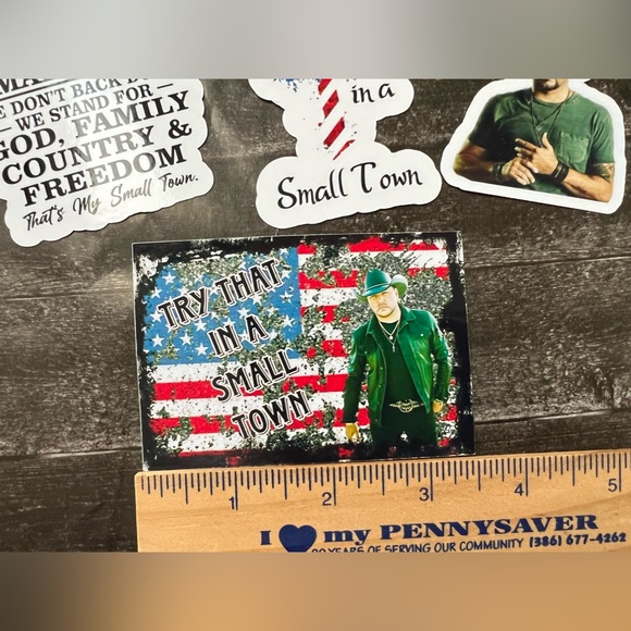 Try That In A Small Town Jason Aldean Waterproof Vinyl Stickers Set Of 5 - Picture 5 of 7